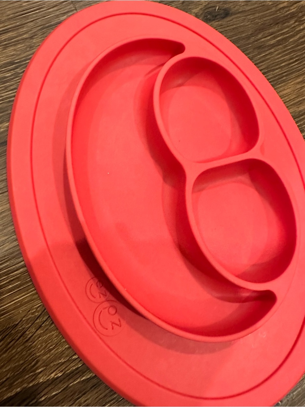 EzPz Red Divided Plate Food Grade silicon with suction bottom